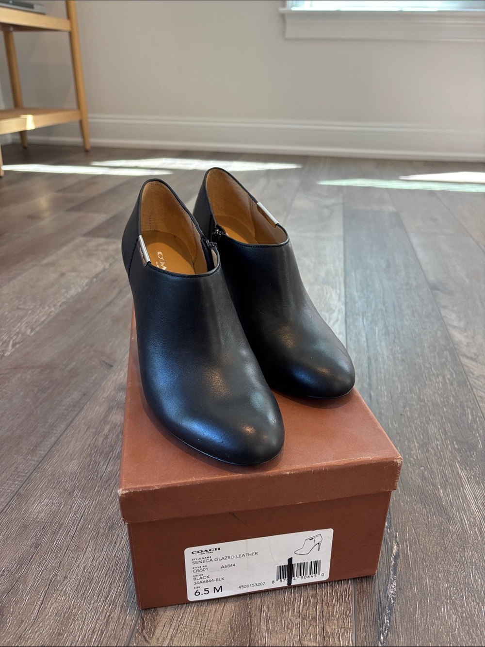 Coach Black Leather Heeled Ankle Booties